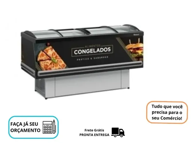 Ilha de Congelados 1,9 Metros Gelopar Vidro Curvo 