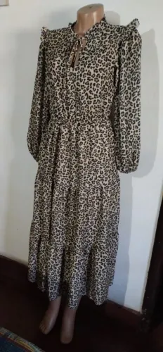 Vestido longo animal print