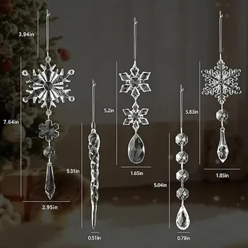Ornamentos de cristal, decorações de árvore de Natal 5 Peças