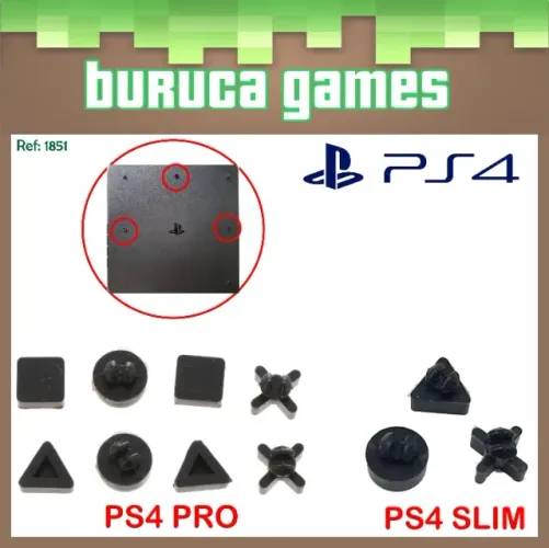 Kit com os pés de borracha antiderrapante do console PS4 Slim ou Pro