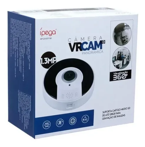 Câmera olho de Peixe Nvr Rj45 IP VR Camera 360° 1.3MP - iPega