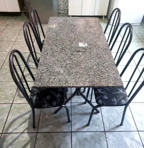 Mesa de Cozinha 6 Cadeiras Tampo Granito 1,40m (NOVO) Entrega Grátis!