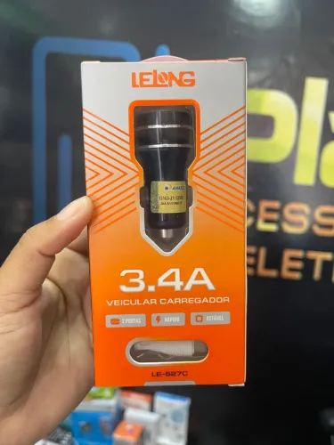 Carregador Veicular Tipo C / iPhone e V8 3.4A Lelong isqueiro + cabo