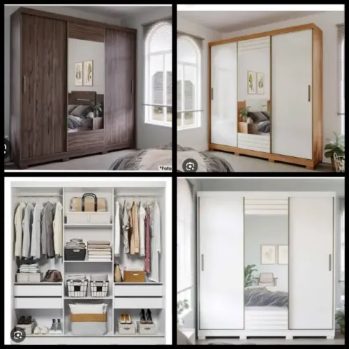 Guarda Roupa MDF de Cal com Espelho BP - Monta no mesmo dia