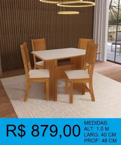 Mesa com 4 cadeiras de otima qualidade - compre hoje e receba amanhã