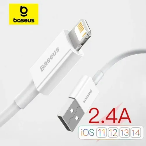 Cabo USB para iPhone Baseus em TPE Ultra Resistente com 1,5m Branco para iPhone do 8 ao 14