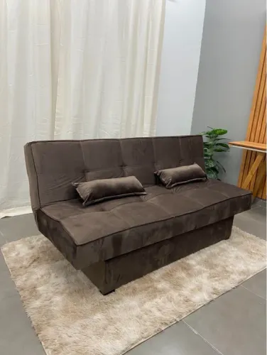 Sofá cama com baú luxo Zurich cor : marrom ENTREGA HOJE !!! FRETE GRÁTIS