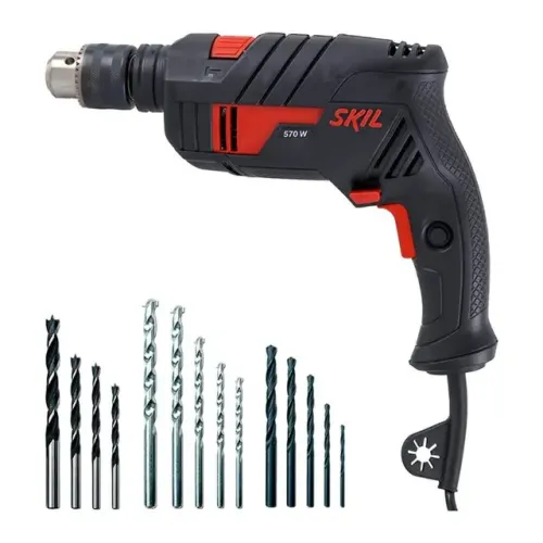 FURADEIRA SKIL 570W 6555 1/2POL C/KIT 14 BROCAS 220V