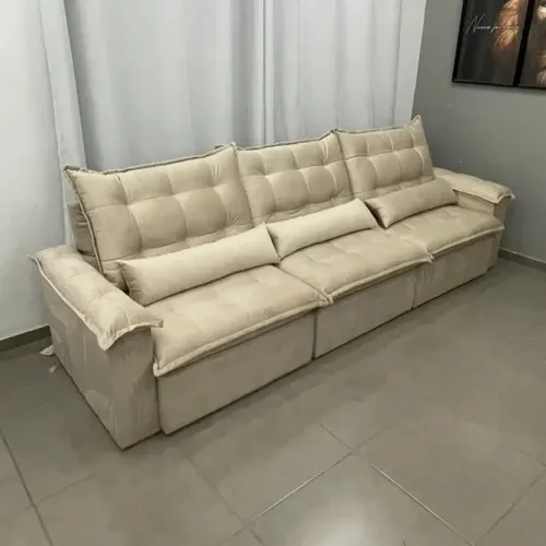 Sofá Retrátil Reclinável 3,10m Belém Pillow Top p33