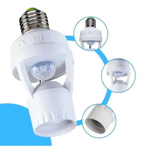 Soquete Adaptador Sensor De Presença Fotocélula E27 Lâmpada