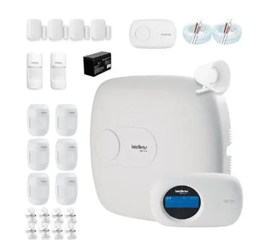 Kit Central de Alarme AMT 2018 E Intelbras 12 sensores Completo Monitorada via Internet co
