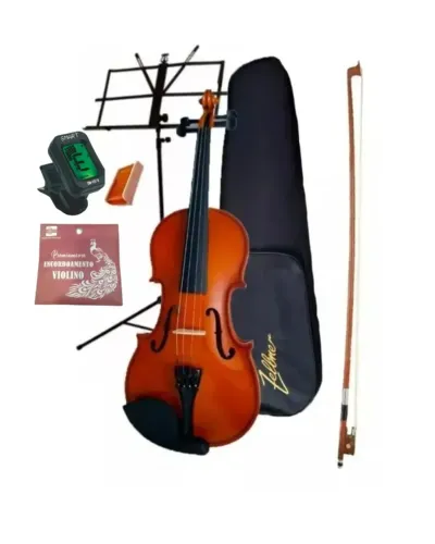 Violino Zellmer Completo C/ Estante + Encordoamento Violino + Afinador Digital