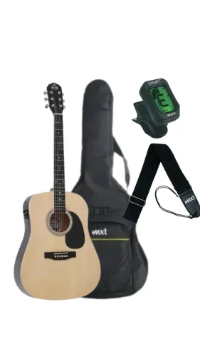 Kit Violão Aço Elétrico Folk 41 Myth Mt41Fse Dark Brown C/Capa + Correia MXT + Afinador
