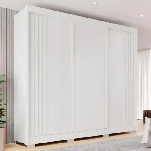 Guarda Roupa Atenas 3Pts 4Gvs Branco Salleto - Entrega Rápida!