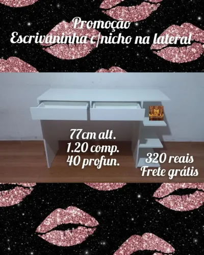 Escrivaninha com nicho na lateral 