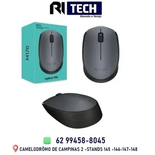 Mouse sem fio Logitech M170 com Design Ambidestro Compacto, Conexão USB e Pilha Inclusa 