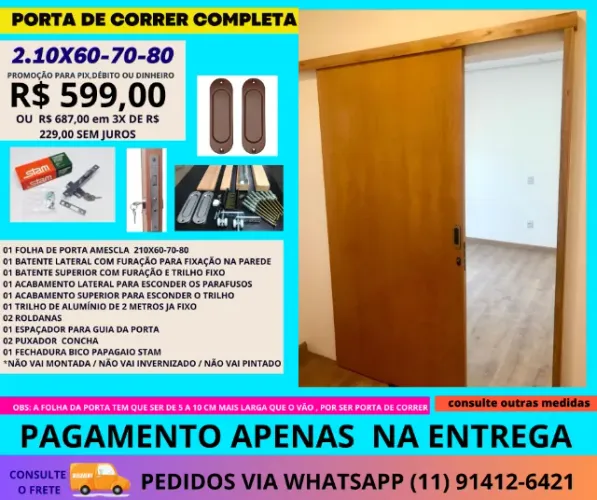 kit porta interna  de correr linha CF55