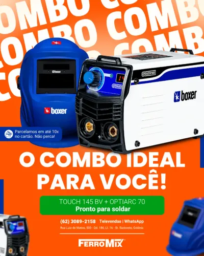 Combo Máquina de Solda e Máscara Inversora Touch 145 140A - Marca Boxer 