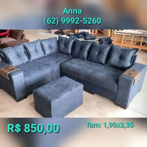 Sofá de canto com puff - Anna *
