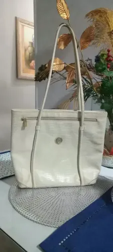 Bolsa Feminina Corello Tote Bag Média Texturizada em Croco  Bege  Anos 80