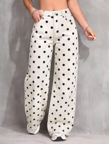 Calça jeans poá