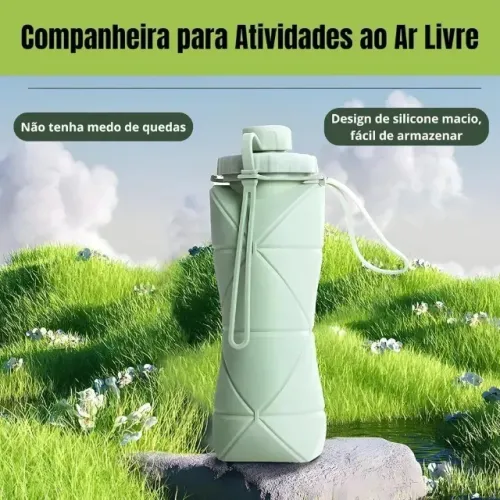 Garrafa Dobrável de Silicone 600ml - Frete Grátis