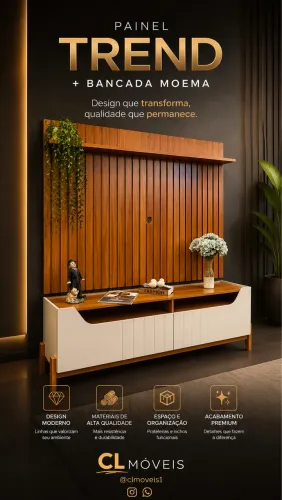 Bancada Moema + painel trend 100% MDF Ideal para TVs 70