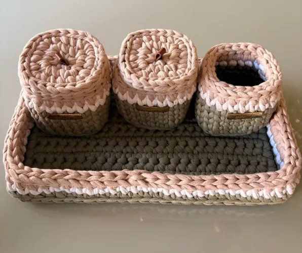Kit higiene de crochê mais cesto bebê