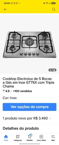 Fogão cooktop electrolux