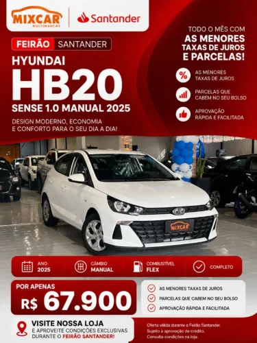 Hyundai HB20 Sense Plus1.0 Flex 12V Mec. 2025