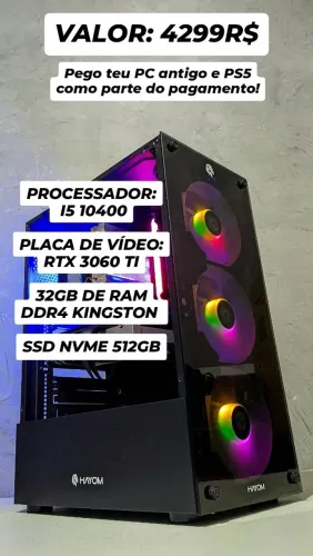 PC GAMER I5 10400 + RTX 3060 TI + 32GB DE RAM 