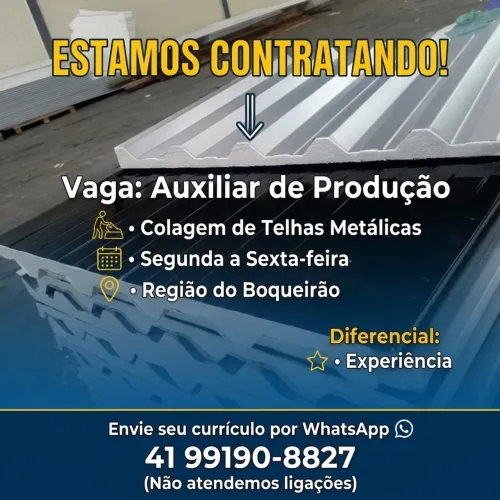 Vaga para auxiliar de produção 
