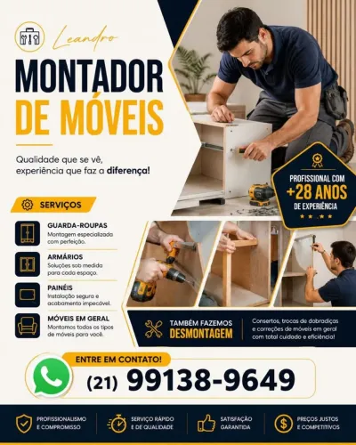 Leandro Montador de móveis com 28 anos de experiência