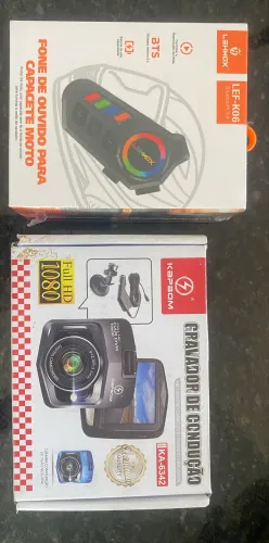 Fone de ouvido para capacete e Gravador de condução. 