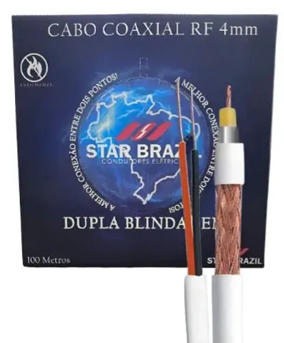 Cabo Coaxial para Cameras CFTV Flexível 4mm Bipolar (2x26AWG) - 95%