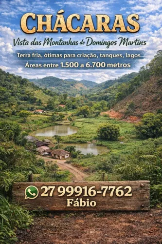 <br>Chácaras com vista panorâmica das montanhas de Domingos Martins