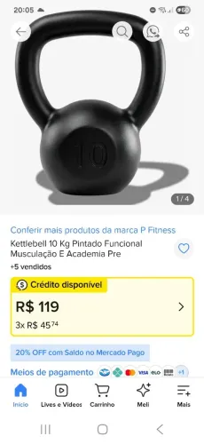Kettebell 10 kilos novo
