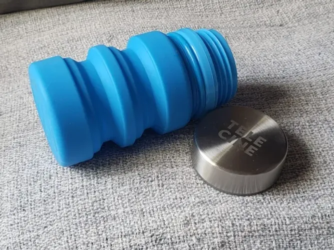 Garrafa Squeeze Retrátil De Silicone Azul Tampa Inox ccxp