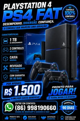 PS4 FAT 1TB - COMPLETO E PRONTO PARA JOGAR!