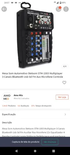 Mesa Stetsom com rádio e controle 