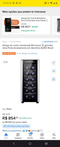 Adega de vinho eletrolux 