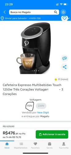 Cafeteira Expresso Multibebidas Touch 1250w Três Corações