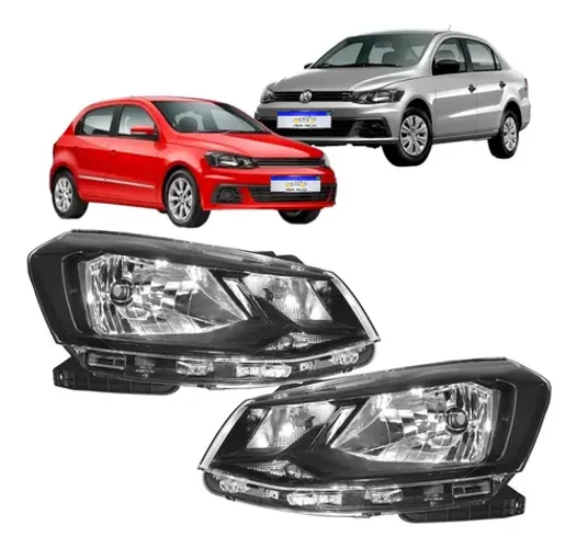 Farol Vw Gol Voyage G7 2017 2018 Friso Preto Novo