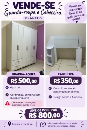 Guarda roupa e cabeceira (solteiro) junto ou separado