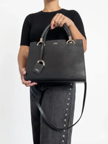 Bolsa Arezzo Couro Tote Abraccio Preta - Original