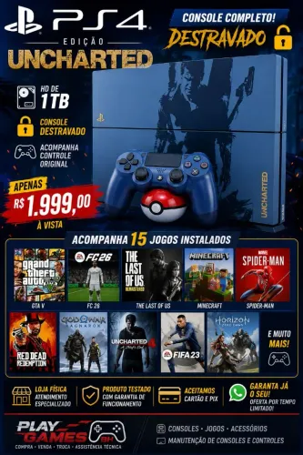 PS4 unchaterd 1tb destravado Golden hen