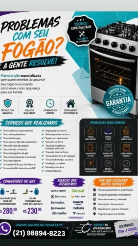 CONSERTO DE FOGÕES E MANUTENÇÃO FAZEMOS ORÇAMENTO DE TODOS OS FOGOES , DESENTUPIMENTOS
