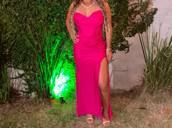 Vestido madrinha rosa P