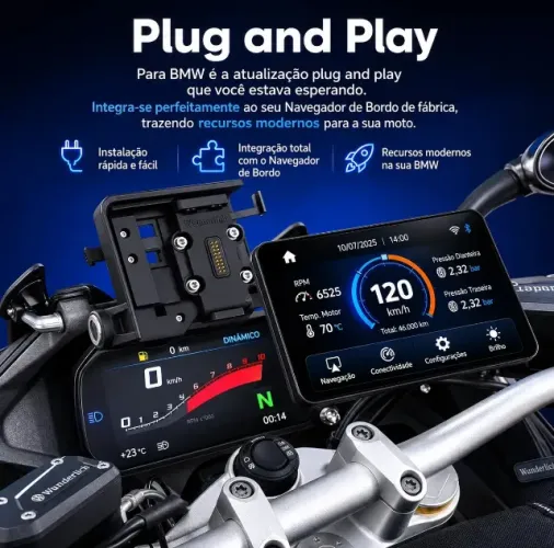 Carplay Moto BMW 6.2 polegadas - Conexão pelo Joystick