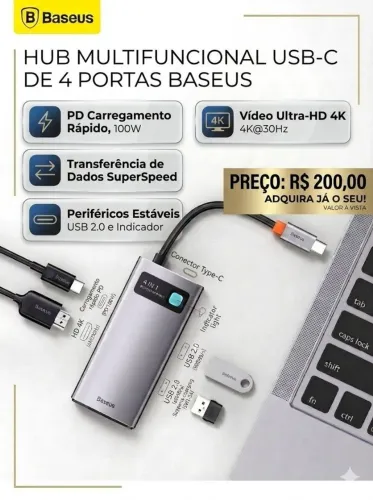Hub Usb C Ideal Para MAC Baseus (Original e Lacrado)